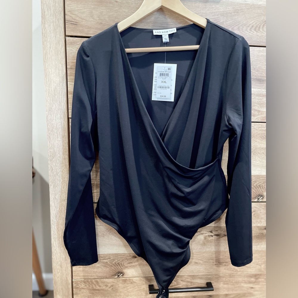 2XL Black Long Sleeve Bodysuit